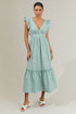 Quiana Striped Avila Poplin Tie Back Midi Dress